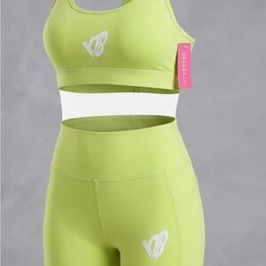 Lime Green Women's Sports Bra — High-Performance Support(2 pc)